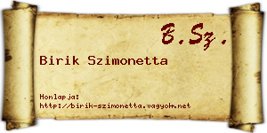 Birik Szimonetta névjegykártya